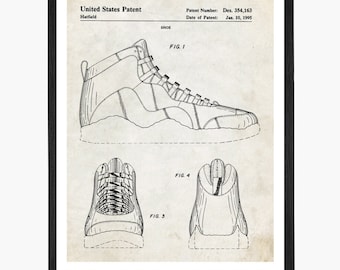 Basketball Shoe Patent Art Print: Sneakerhead Gift