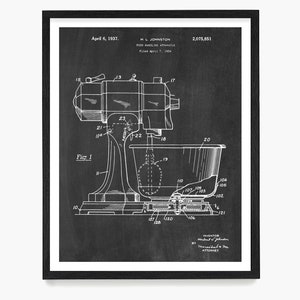 Kitchen Mixer Patent Art Print: Vintage Baking Poster