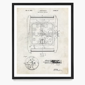 Watch Patent Poster, Watch Wall Art, Watch Collector Gift, Mechanical Patent, Men's Office Decor