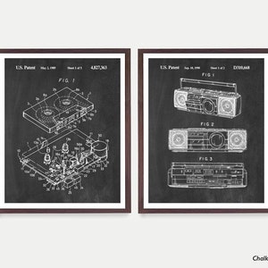 Musik Patent Poster - Musik Wand Kunst - Kassette - Ghettoblaster - Boom Box Poster - Tonband - Tape Deck - Tonbandgerät - 80er Jahre Poster - Musik Geschenk