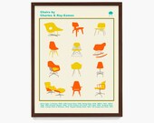 Eames Chair Typology Poster, Eames Art, Mid Century Wall Art, Mid Century Poster,Charles Eames, Ray Eames, Chair Design, Design Art