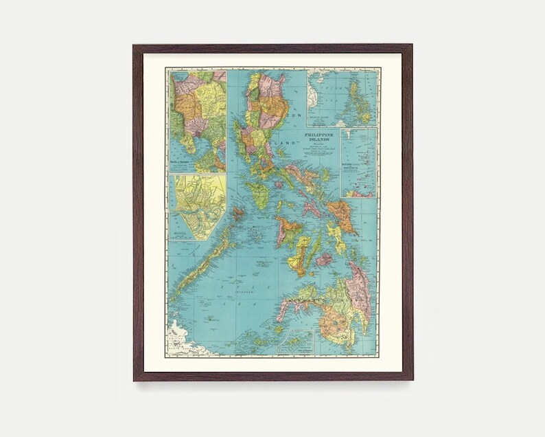 Philippines Map Art Wall Filipino Poster Islands Vintage