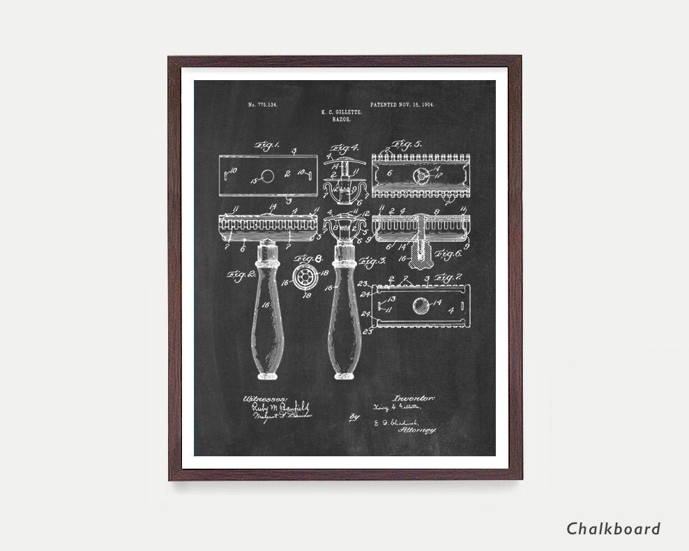 Razor Razor Patent Gillette Bathroom Art Bathroom Print Shaving Bathroom Decor Bathroom Patent Art Man Poster Men Poster