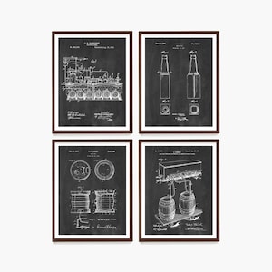 Beer Patent Art Prints: Home Brewing Decor, Set of 4
