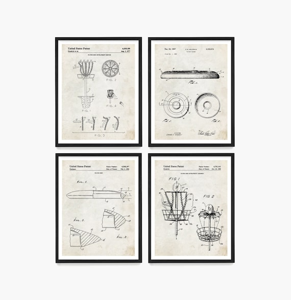 Disc Golf Patent Art Prints: Frisbee Golf Poster Set
