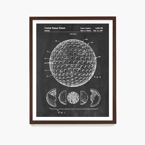 Golf Ball Patent Poster, Golf Wall Art, Golfer Best Gift, Sports Decor, Dad Gift