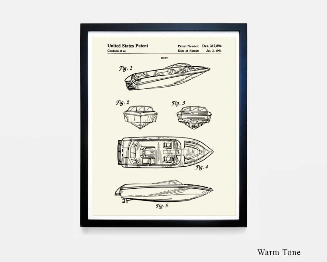 Speed Boat Patent Art Print: Nautical Maritime Poster - Etsy