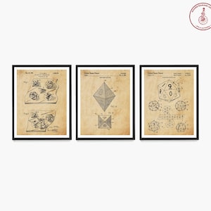 Dice Patent Art Print Set: Vintage Board Game, RPG Decor