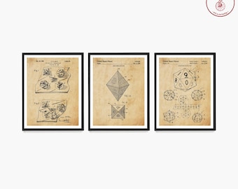 Dice Patent Art Print Set: Vintage Board Game, RPG Decor