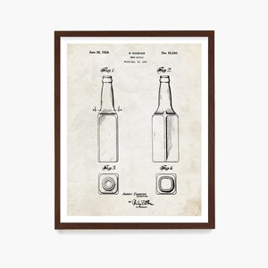 Beer Bottle Patent Art Print: Brewery Decor