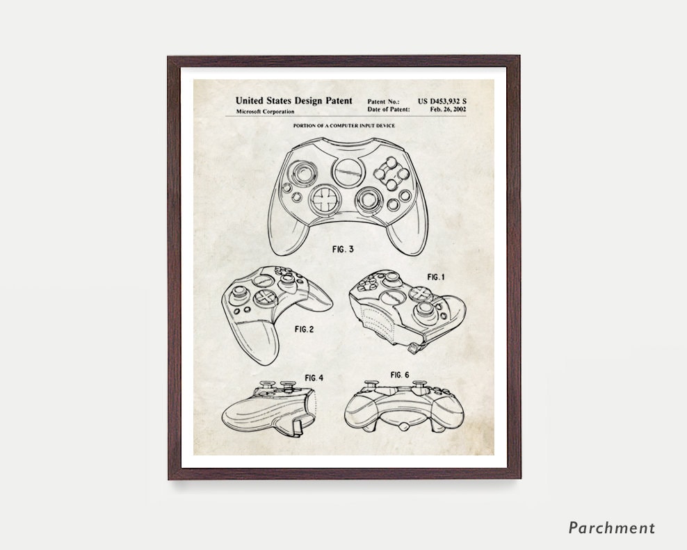 Xbox Controller Patent Video Game Art Video Game Poster Xbox