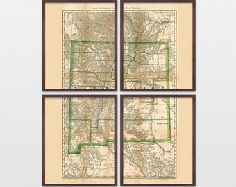 Mappa del Nuovo Messico - Mappa antica - Riproduzione d'archivio - Arte del Nuovo Messico - Poster del Nuovo Messico - Arte della parete del Nuovo Messico - Mappa dello stato - Atlante della vecchia mappa