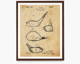 Golf Club Patent Poster, Golf Wall Art, Driver Head Patent, Golfer Best Gift, Golf Clubhouse Decor