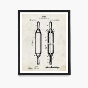 Rolling Pin Patent Print: Vintage Kitchen Wall Art