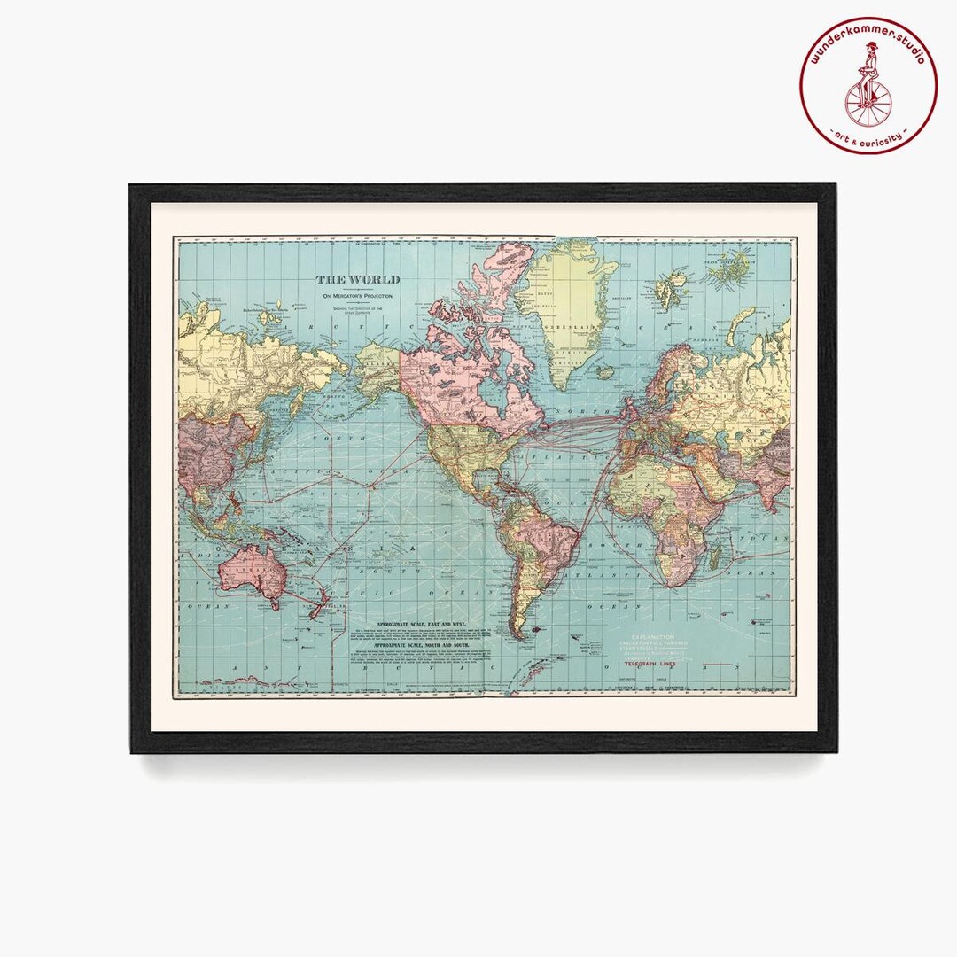 Vintage World Map Art Print: Push Pin Travel Poster - Etsy