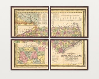 North Carolina Map Wall Art, North Carolina Home, State Map, Carolina Poster