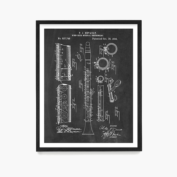 Patent Poster Wall Art Woodwind Patent Etsy