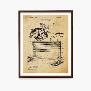 Equestrian Patent Art Print: Horseback Riding, Horse Jumping