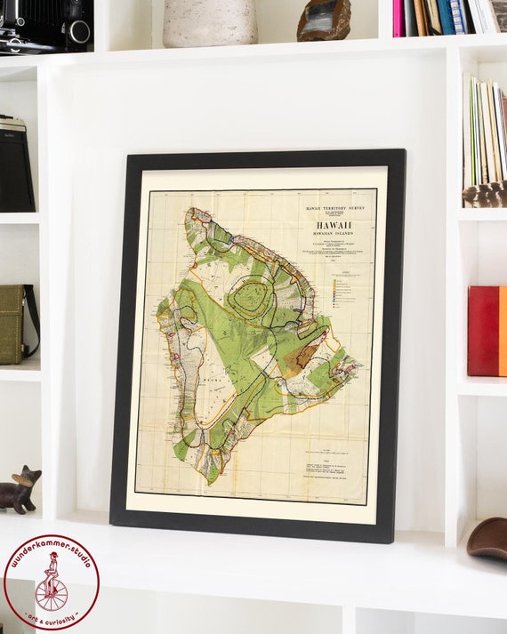 Big Island Hawaii Map Art Print: Vintage Style Home Decor - Etsy