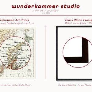 May include: A vintage map of Japan with a red circle highlighting the Noto Peninsula. The map is printed on archival heavyweight matte paper and is available framed or unframed.