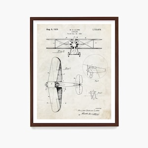 Staggered Wing Biplane Patent Print, Airplane Poster, Aviation Wall Art, Pilot Gift, Vintage Aviation Design