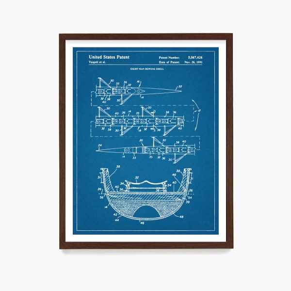 Rowing Patent Art, Crew Wall Art, 8 Man Row Boat, Sculling Patent, Crew Poster, Crew Team Gift, Rowing Patent Art, Rowing Gift