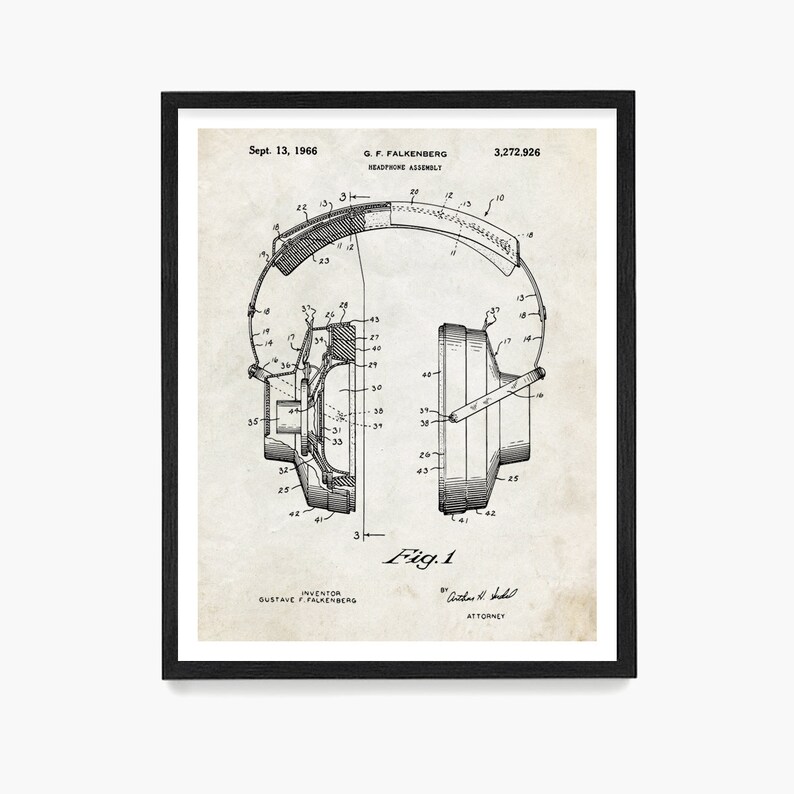 Headphones Patent Art Print: Audio Engineer Gift - Etsy