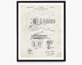 Guitar Poster, Strat Guitar Patent, Guitar Art, Electric Guitar, Music Poster, Guitar Gift, Music Poster