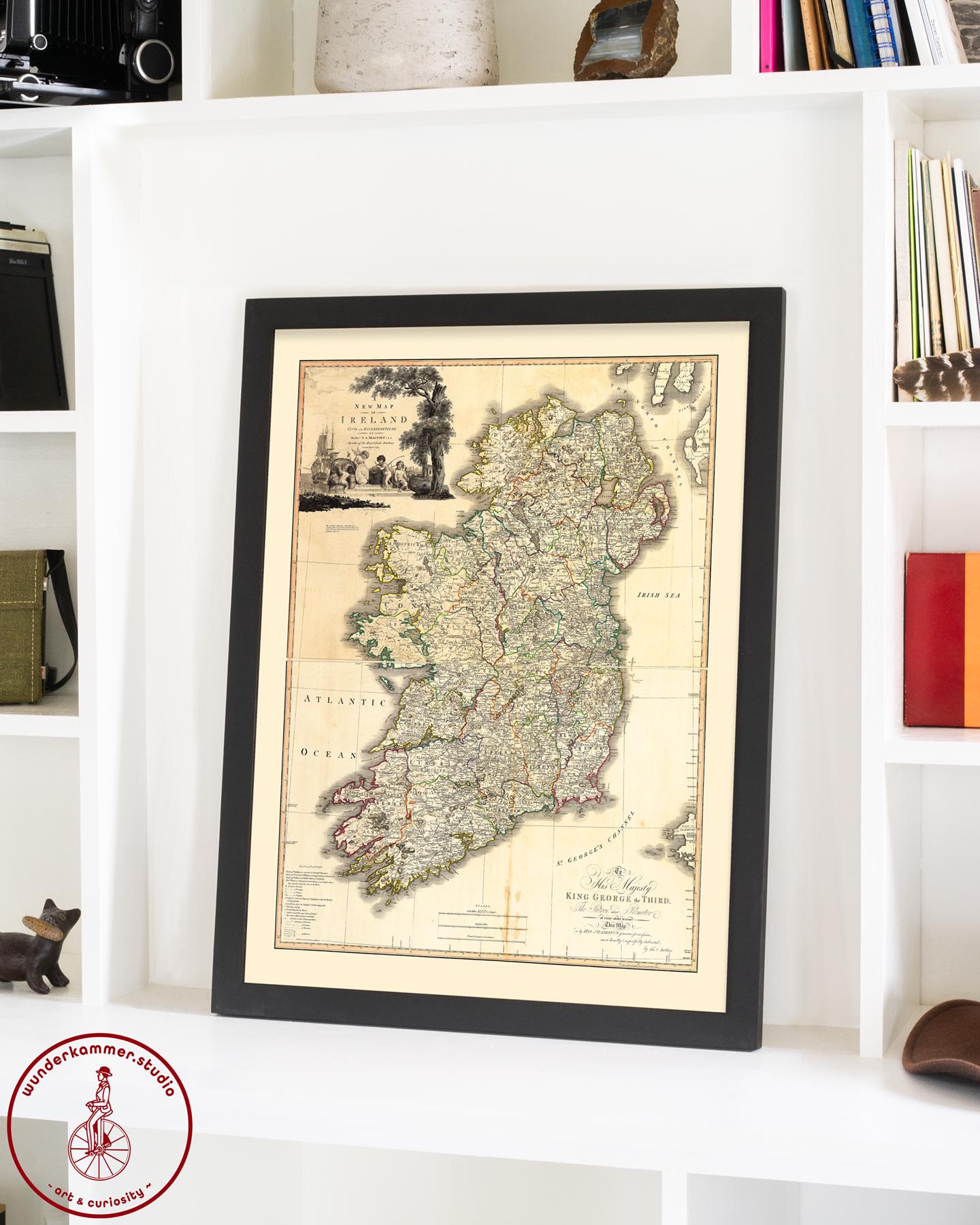 Rustic Irish Map Ireland Map Art Print: Vintage Style Travel Decor - Etsy