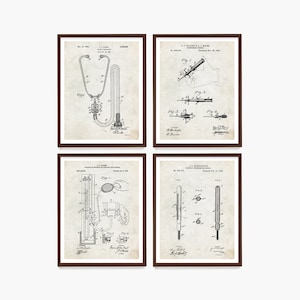 Doctor Patent Poster, Doctor Office Wall Art, Stethescope Patent, Thermometer Patent, Syringe Patent, Doctor Gift, Physician Wall Art