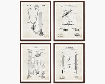 Doctor Patent Poster, Doctor Office Wall Art, Stethescope Patent, Thermometer Patent, Syringe Patent, Doctor Gift, Physician Wall Art