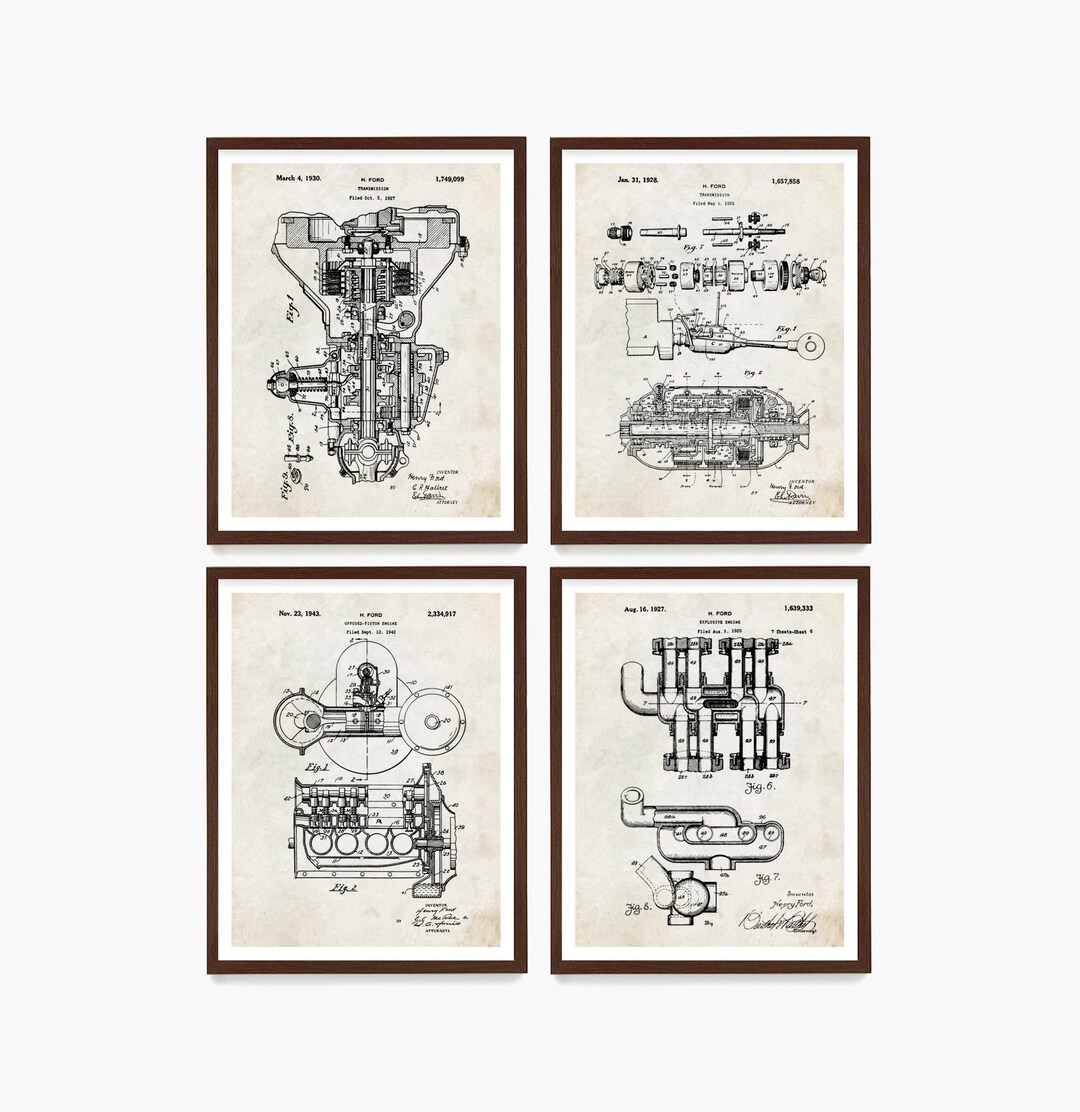 Ford Patent Poster, Henry Ford Patent, Car Engine Diagram, Mechanic ...