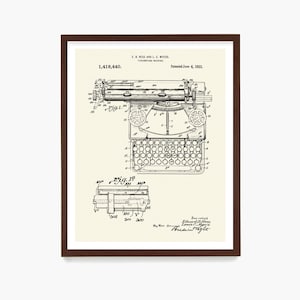 Impresión artística de patente de máquina de escribir: decoración de oficina vintage