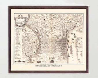 Philadelphia Map Art, Philadelphia City Poster, Pennsylvania Home, Historic Map