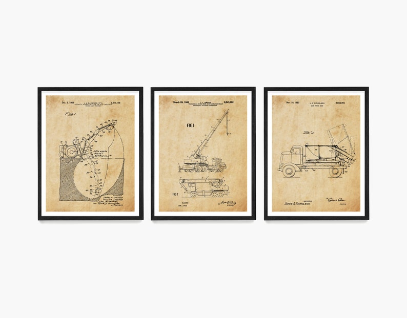 Construction Wall Art, Construction Patent Poster, Contractor Office Decor, Builder Gift, Crane patent, Dump Truck Poster Antique