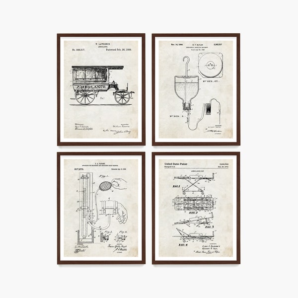 Ambulance Patent, Paramedic Patent Poster, Ambulance Cot, Paramedic Art, Medic Gift, Medicine, Doctor, Ambulance Art