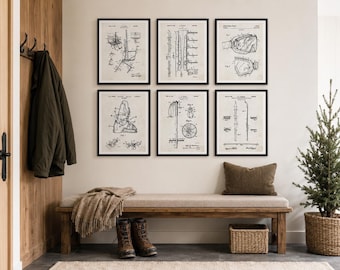 Ski Patent Art Prints: Vintage Ski Lodge Decor, Set of 6
