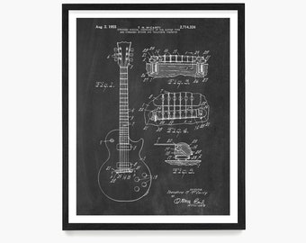 Electric Guitar Patent Poster, Guitar Wall Art, Guitar Patent, Guitar Poster, Guitar Gift, Music Poster, Music Gift