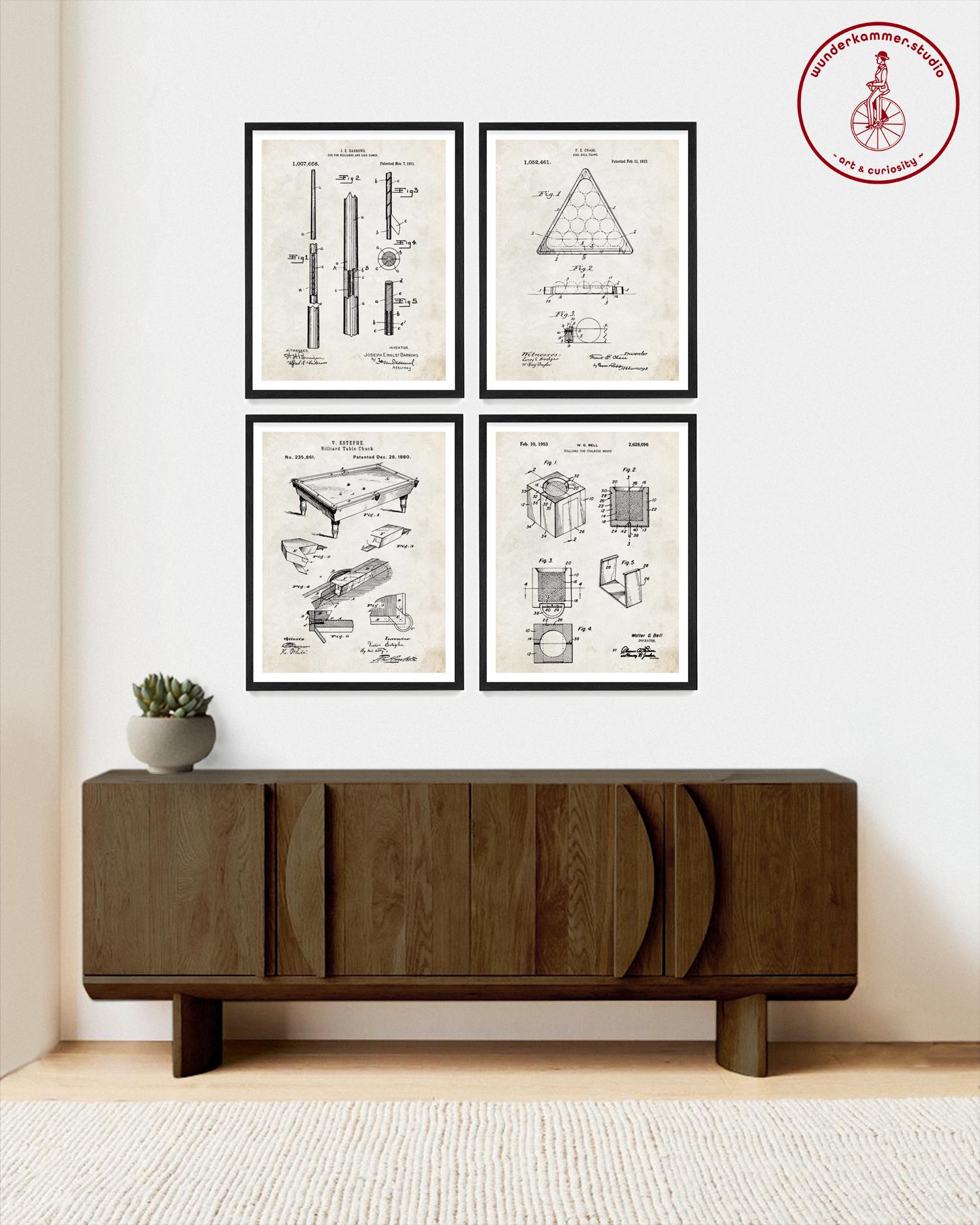 Billiards Patent Art Poster, Pool Table Design, Game Room Wall Art, Man ...
