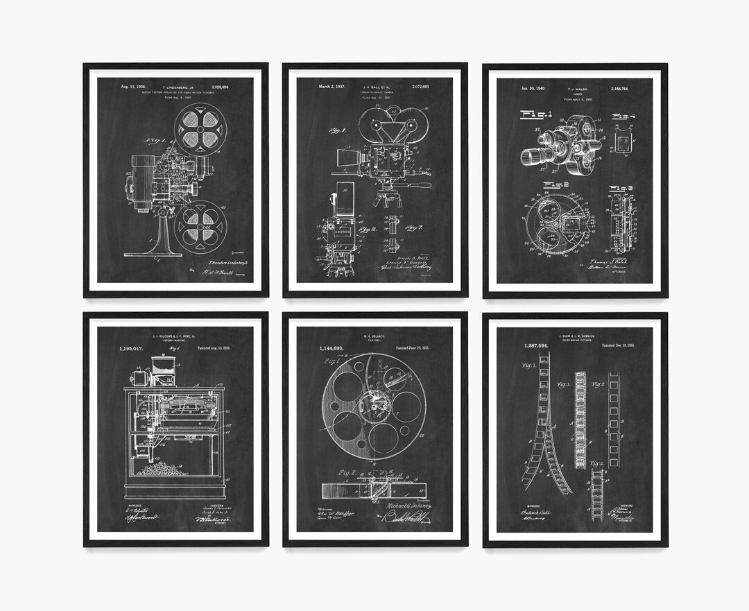 Film Patent Wall Art, Movie Poster, Home Theater Decor, Vintage Cinema