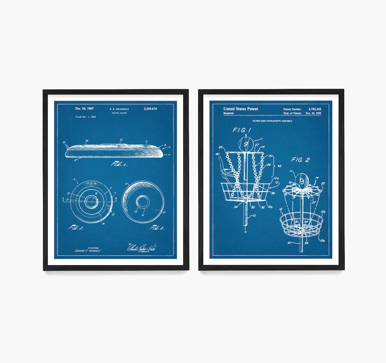 Frisbee Patent Poster, Disc Golf Wall Art, Frisbee Golf Gift, Disc Golf Basket Patent Blueprint