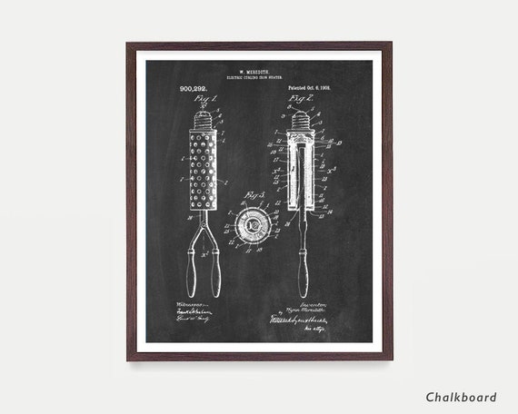 Curling Iron Patent Art Print: Hair Salon Decor