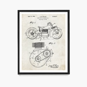 Vintage American Motorcycle Patent Poster, Biker Gift, Garage Decor, Vintage Motorcycle Art
