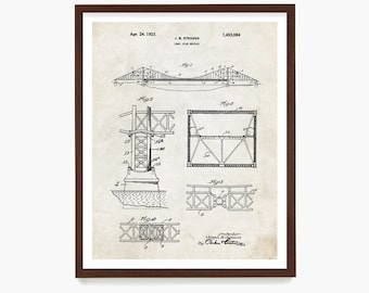 Golden Gate Bridge Patent Art Poster, Golden Gate Bridge Blueprin, San Francisco Art, Architect, San Francisco Wall Art, Architectural Print