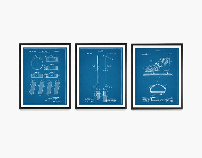 Hockey Poster, Hockey Art, Hockey Puck, Hockey Stick, Hockey Skate, Poster, Hockey Print, Hockey Gift, Hockey Wall Art, Boys Room Poster Blueprint