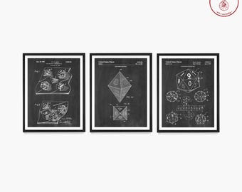 Dice Patent Art Prints: Game Room Wall Decor, Set of 3