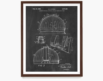 Astronomy Observatory Patent Poster, Astronomy Classroom Wall Art, NASA Gift, Space Themed Room Decor, Telescope Diagram