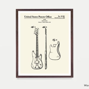 Electric Bass Patent Art, Bass Poster, Bass Print, Bass Art, Bass Wall Art, Music wall Art, Music Art, Electric Ivory