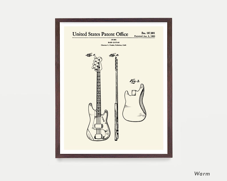 Electric Bass Patent Art, Bass Poster, Bass Print, Bass Art, Bass Wall Art, Music wall Art, Music Art, Electric Ivory