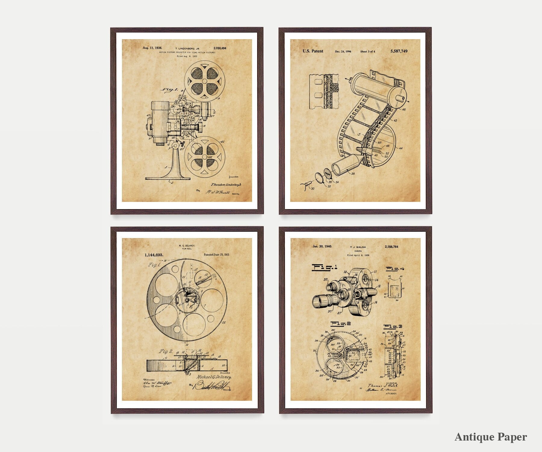 Movie Projector Patent Art Wooden Sign